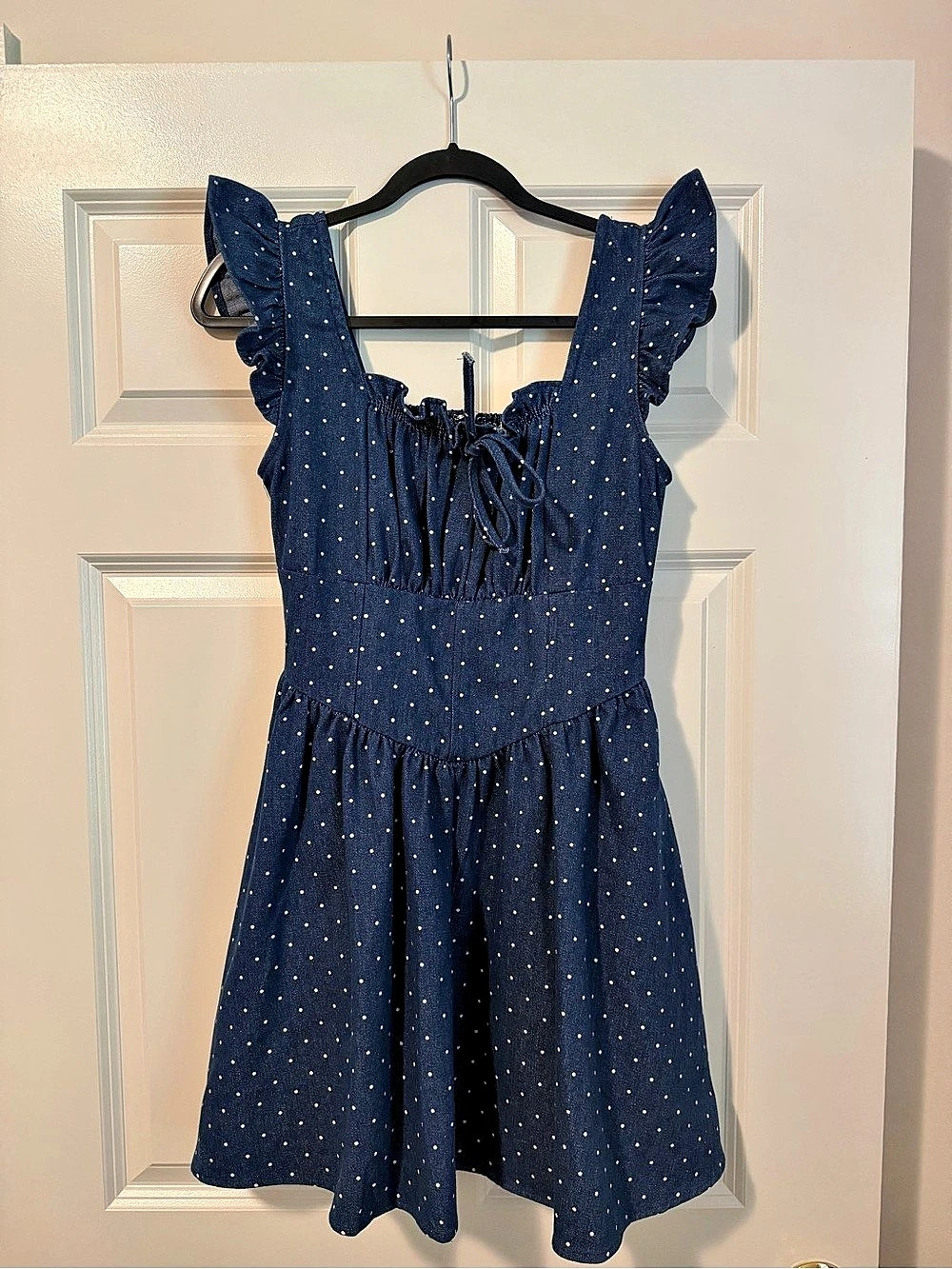 Denim Polka Dot Dress NWT